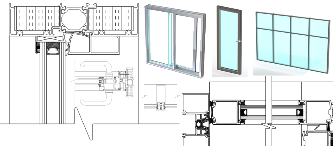 Image collage of windows and doors schematics